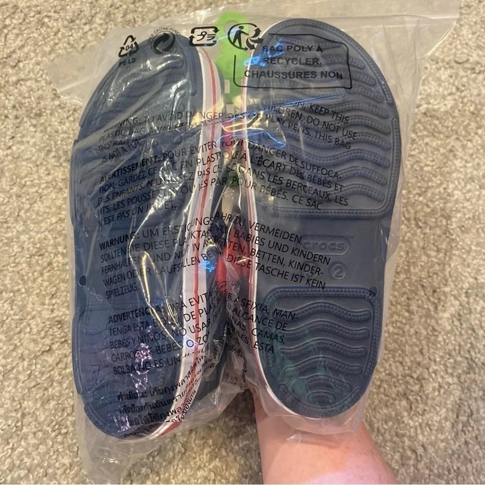 Crocs Crocband Sandals Sz 1 2 Youth Kids Blue Red Open Toe Shoes